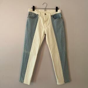 Levi's Women's size 28 x 26 501 Premium Taper Jeans Cotton Button Fly White Blue